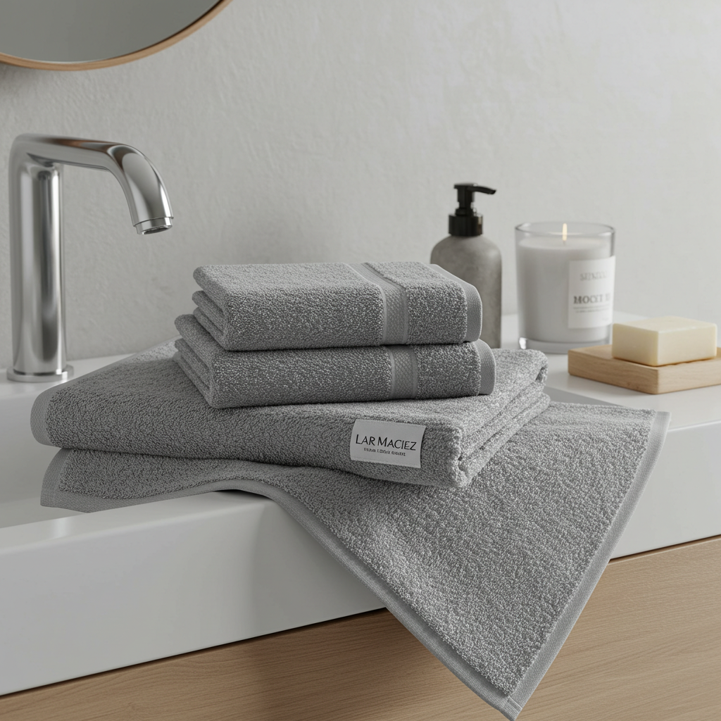 Kit com 3 Toalhas de Rosto Lar Maciez – Algodão Felpudo e Toque Suave