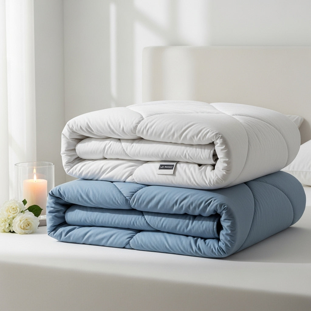 Par de Edredons Premium Lar Maciez – Azul e Branco | Conforto, Maciez e Estilo em Dobro